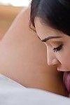 Latina lesbian Jericha Jem and girlfriend lick and finger shaved pussies