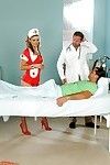 Sexy nurse Roxie is taking part in a hot threesome with a doctor