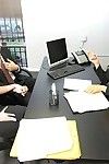 Sexy office lady in stockings Jazy Berlin gets shagged on her office desk