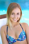 Teen aida peeling off her bikini outdoors by the pool