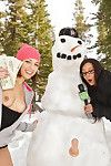 Naughty teen puts a sex toy on a frosty and fucks it for cash