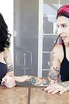 Tattooed pierced MILF Luna Lavey pinches nipples and gives sexy tit job