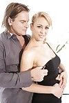 Firm busty Cherie DeVille kissing Evan Stone with bared naked big nipples