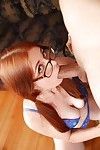 Good girl in glasses Penny is giving a very deep and wet blowjob