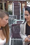Hot slut camil is dragged around town by sexy sandra romain. she's humiliated wi