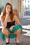 Tasty slim playgirl removes her dress to unveil her hot body in public