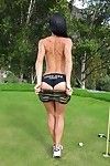 Skinny brunette Lexa outdoors showing naked round ass & spreading pussy