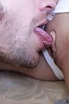 Skinny teen with small tits in hardcore fucking with dripping cum on mouth