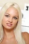 Gorgeous platinum blonde first timer Franziska showing off nice teen ass