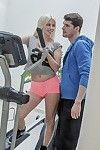 Athletic blonde chick Jessie Volt gets banged anally in the gym