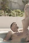 Busty Euro blonde Chloe Lacourt fucking outdoors in swimming pool