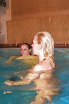 European lesbian pornstars pornstars lick and toy twats underwater in pool