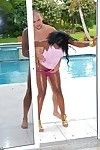 Sexy black girl with round booty and boobs fucked at the pool