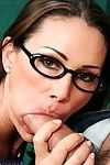 MILF teacher in glasses and stockings Sky Taylor bouncing on a cock