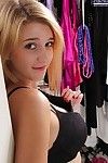 Lovely blonde Karma jones shows off her amazing tits and great ass