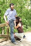 Two amateur lovers meet up for some risky sex in a public park