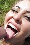 Cute babe Riley Reid gives a blowjob and gets nailed outdoor