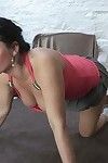 Busty girl doing yoga voyeur downshirt shots