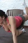 Busty girl doing yoga voyeur downshirt shots