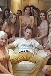 Lucy guy gets fucked by a dozen of girls