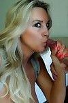 Frisky blonde housewife plays with a hard dick and has some pussy toying fun