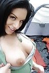 Busty amateur girlfriend Bella Reese shows her big melons outdoor