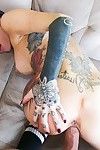 Tattooed MILF alt babe riding cock cowgirl style after giving blowjob