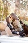 Sexy chick Dani Daniels making out with her lesbian friend outdoor