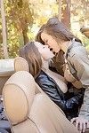 Sexy chick Dani Daniels making out with her lesbian friend outdoor