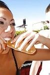 Big ass slut Tiffany Brookes ball licking & eating cum in big cock deepthroat