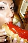 Big ass slut Tiffany Brookes ball licking & eating cum in big cock deepthroat