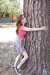 Amateur babe Penny Pax demonstrates her sexy ass in a skirt outdoor