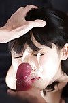 Beautiful Japanese girl Yokoyama Natsuki taking blast of jism in eye
