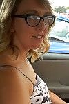 Beauty in glasses Chase is talking and playing with her nipples