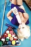 Juggy amateur Devon Alexis playing with her sex toys on a pool table