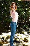Buxom amateur redhead Chloe B lets her big natural juggs loose outdoors