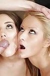 Pornstars Cherry Kiss and Tina Black go ass to mouth during threesome
