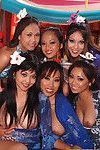Sexy Asian pornstars in heels flaunt their big boobs in hot lesbian orgy