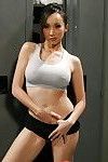 Asian milf babe Katsuni is undressing her tight outfit after a workout