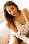 Busty asian beauty sarah in her lace sheer white lingerie