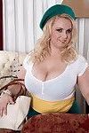 Chubby blonde with huge boobs masturbating