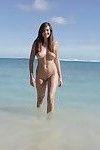Busty young brunette masturbating in the beach