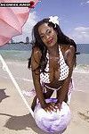 heban duży cycki mamuśki Nikki Jay pozowanie na Plaża