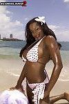ébano grande Tetas MILF Nikki jaye posando en Playa