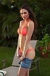Naughty bikini girl in the backyard