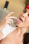 Pizza delivery girl bryci giving lucky dude a blowjob