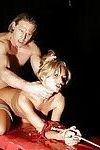 Slutty blonde babe geta a facial cumshot after hardcore BDSM fucking