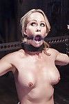 Blonde MILF Simone Sonay gets her bare ass whipped in restraints
