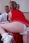 Blonde babe cheerleader Alexa sucking that big black cock