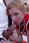 Blonde babe cheerleader Alexa sucking that big black cock